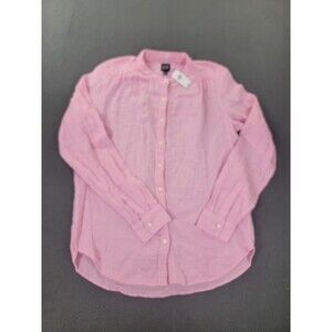 Gap Shirt Womens Small Tall Pink Long Sleeve‎ Gauze Button Front Cotton Blouse